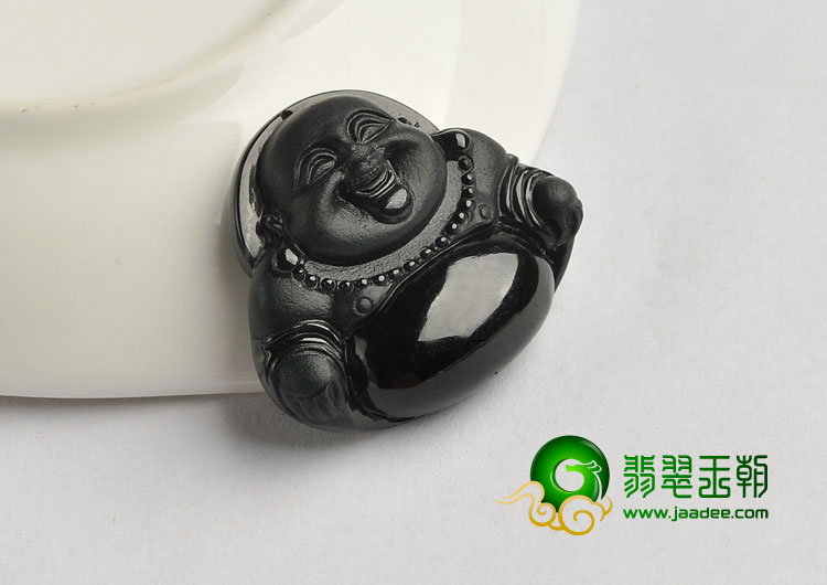细糯种墨翠缅甸翡翠A货玉佛挂件