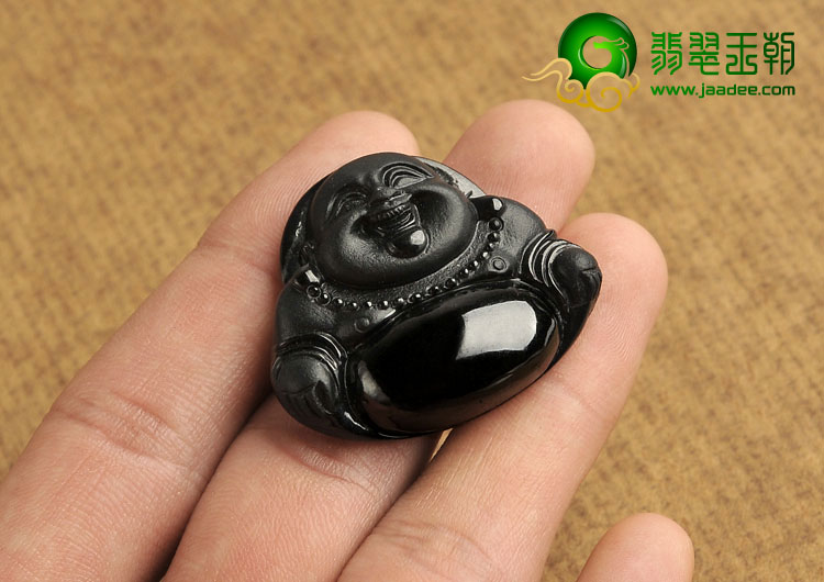 细糯种墨翠缅甸翡翠A货玉佛挂件