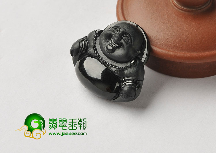 细糯种墨翠缅甸翡翠A货玉佛挂件