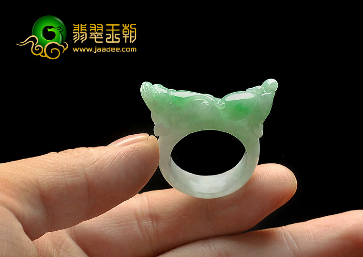 糯冰种飘翠缅甸翡翠A货貔貅指环