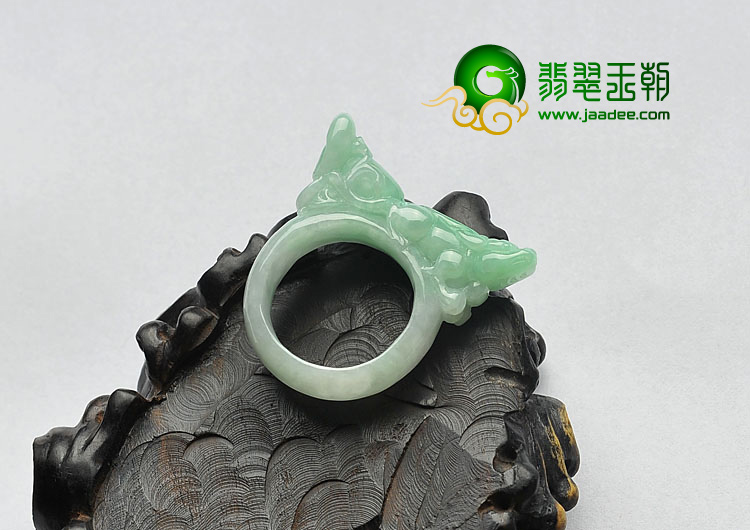 糯冰种飘翠缅甸翡翠A货貔貅指环