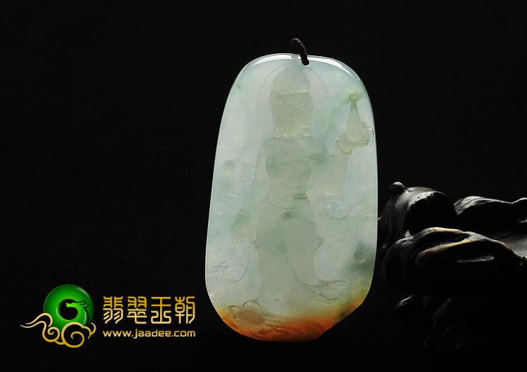 （超值推荐）冰种飘花略带褐黄翡缅甸翡翠A货站观音挂件