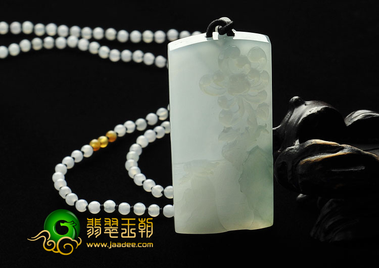 冰种晴水缅甸翡翠A货咏菊挂件