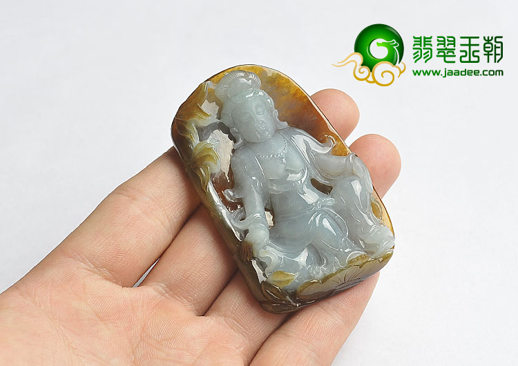 （成本清仓）糯冰种褐黄翡缅甸翡翠A货观音挂件