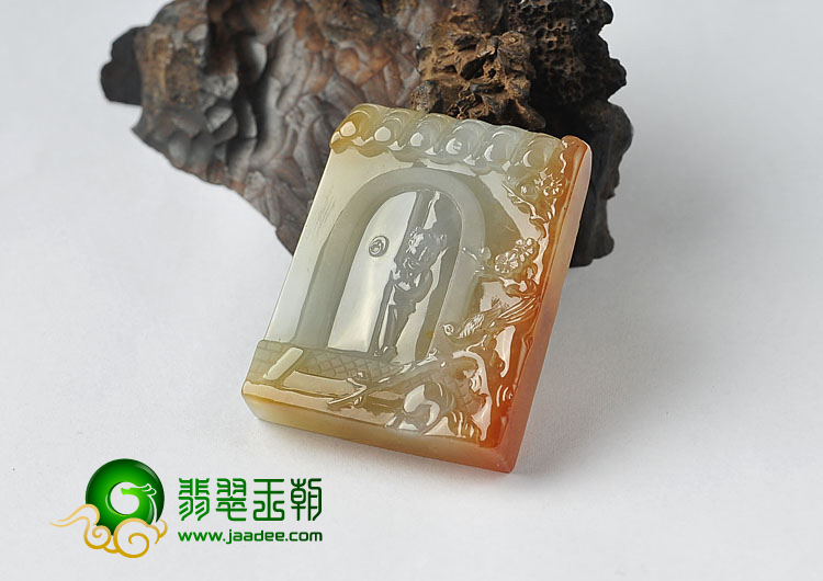 （超值推荐）冰种褐红翡缅甸翡翠A货开门见喜挂件