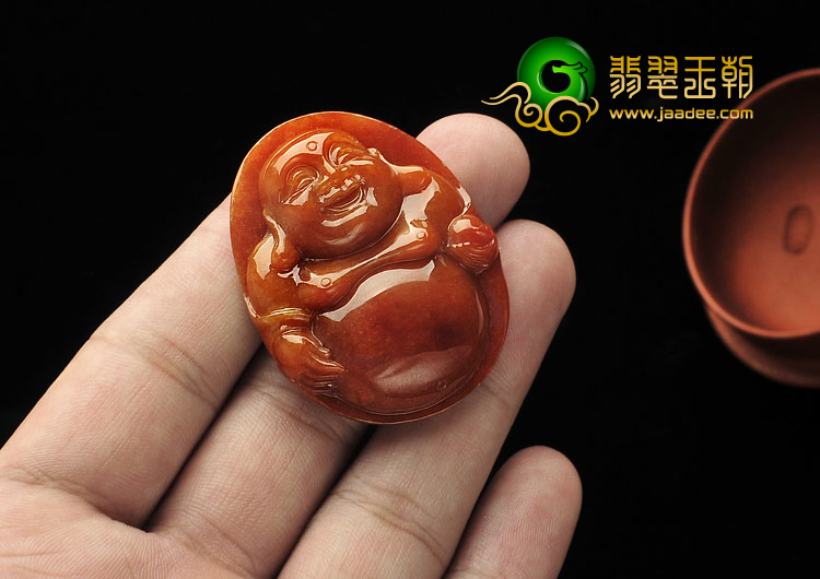 糯冰种红黄翡缅甸翡翠A货玉佛挂件