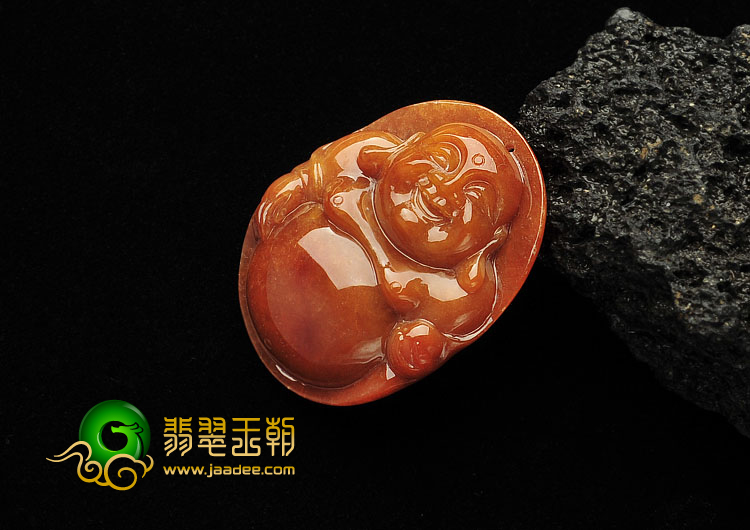 糯冰种红黄翡缅甸翡翠A货玉佛挂件