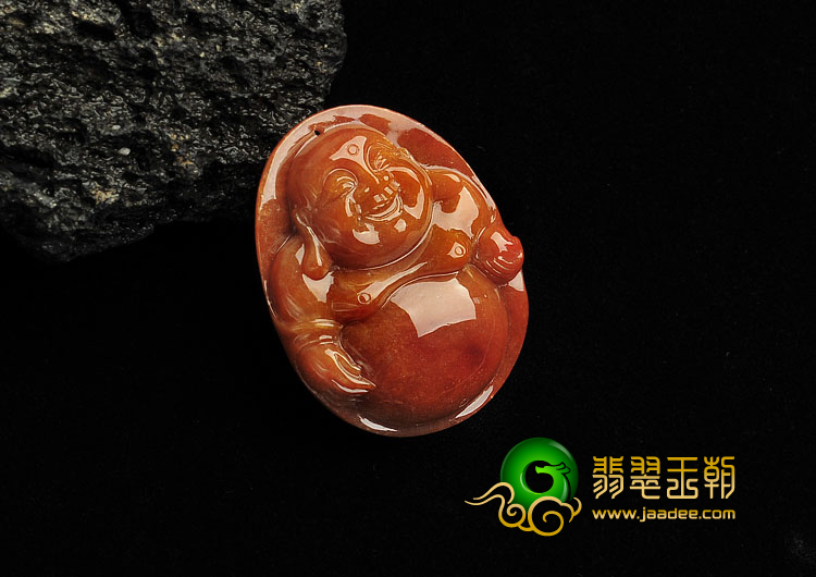 糯冰种红黄翡缅甸翡翠A货玉佛挂件