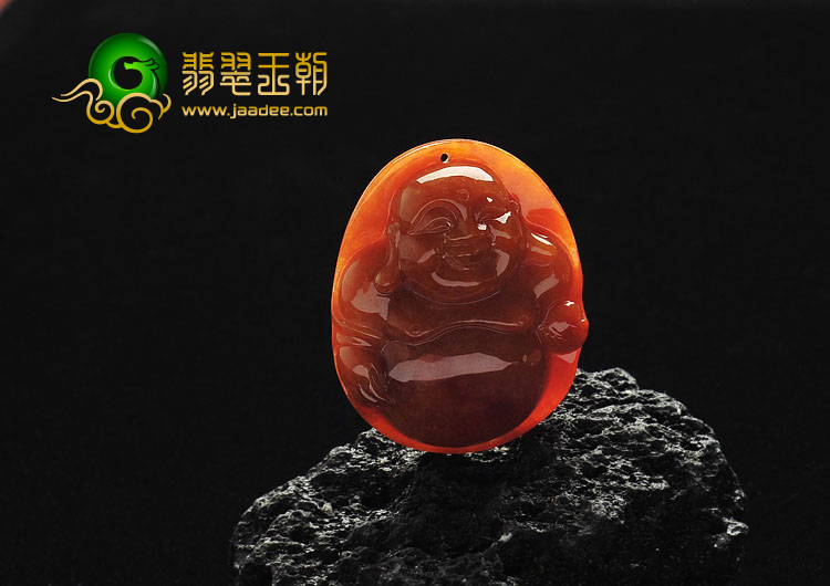糯冰种红黄翡缅甸翡翠A货玉佛挂件