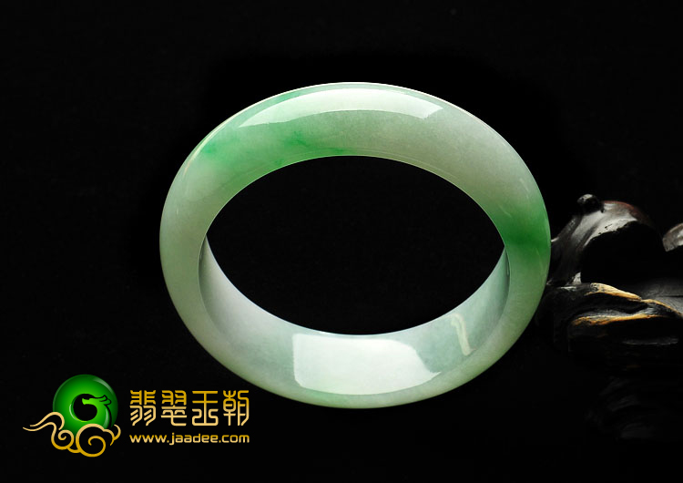 糯冰种飘翠缅甸翡翠A货手镯（54.1mm）