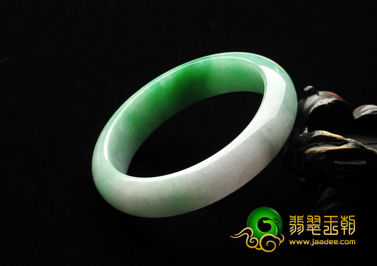 糯冰种春带彩缅甸翡翠A货手镯（53.9mm）