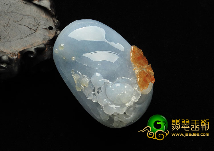 糯冰种晴水黄翡缅甸翡翠A货蝶恋花手玩件
