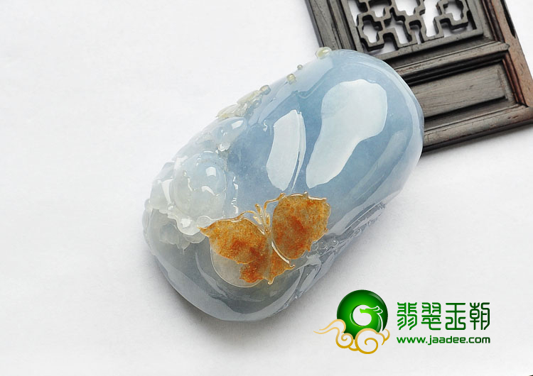 糯冰种晴水黄翡缅甸翡翠A货蝶恋花手玩件