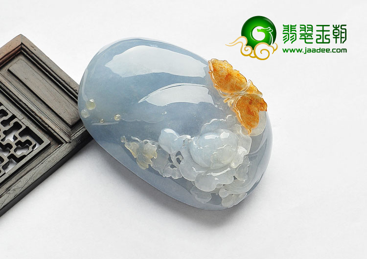 糯冰种晴水黄翡缅甸翡翠A货蝶恋花手玩件