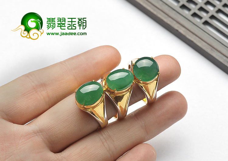 冰种蓝绿缅甸翡翠A货戒面（单价）