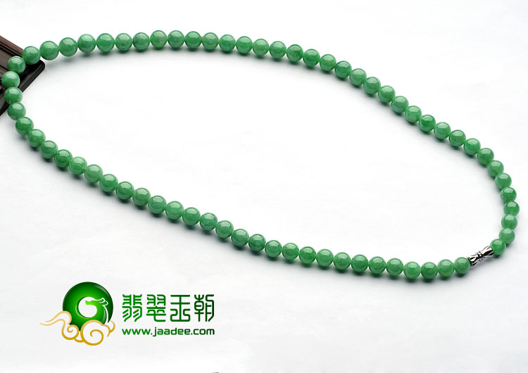 糯冰种翠色缅甸翡翠A货项链