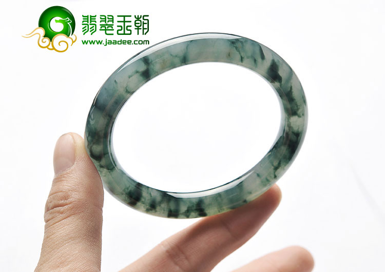 冰种飘花缅甸翡翠A货圆条手镯（58.2mm）