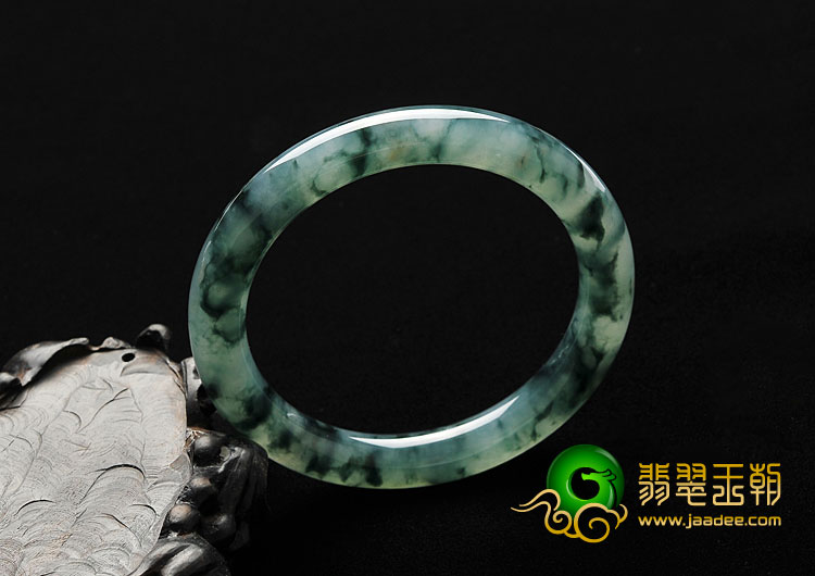 冰种飘花缅甸翡翠A货圆条手镯（58.2mm）