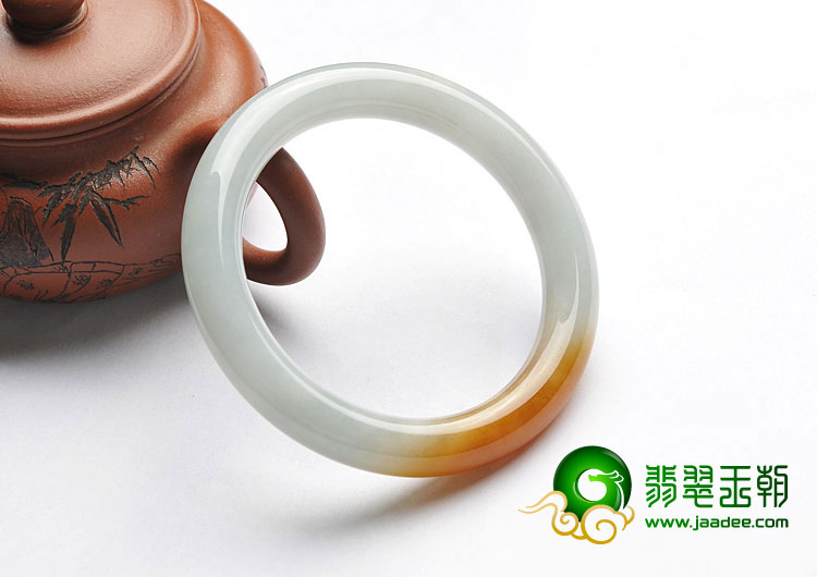 糯冰种晴水褐黄翡缅甸翡翠A货圆条手镯（59.2mm）