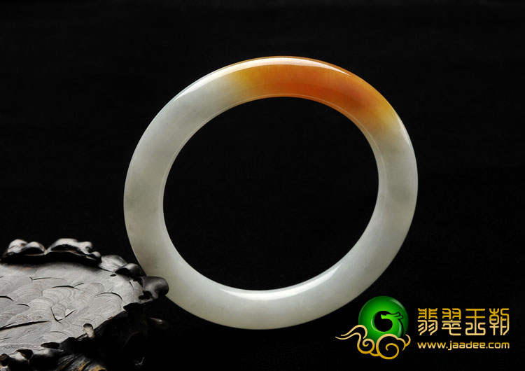 糯冰种晴水褐黄翡缅甸翡翠A货圆条手镯（59.2mm）
