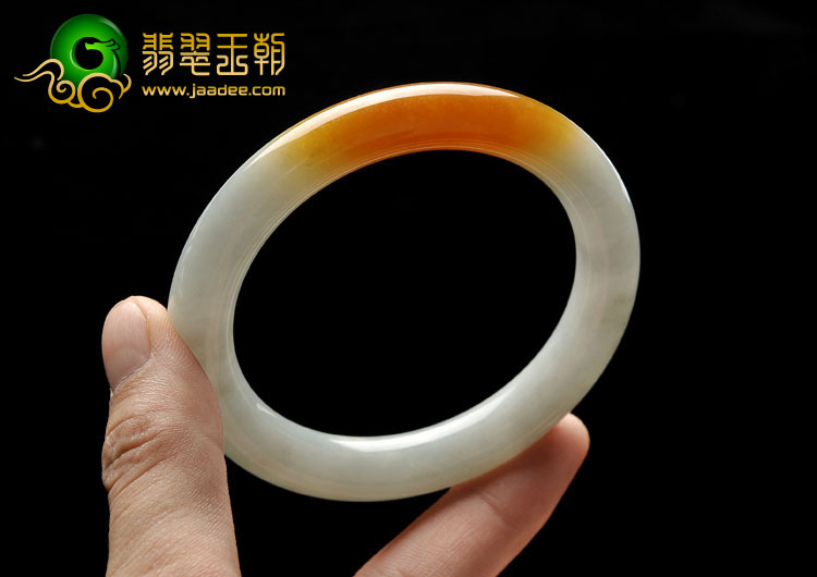 糯冰种晴水褐黄翡缅甸翡翠A货圆条手镯（59.2mm）