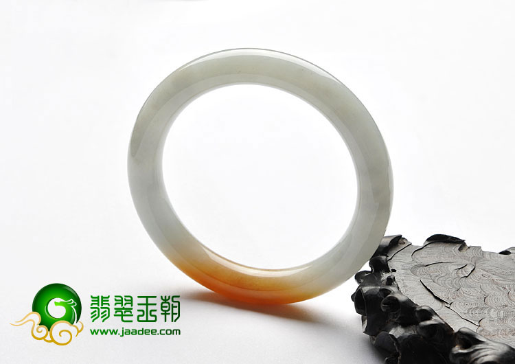 糯冰种晴水褐黄翡缅甸翡翠A货圆条手镯（59.2mm）