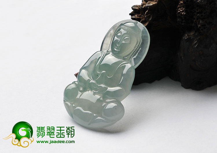 冰种晴水缅甸翡翠A货观音挂件