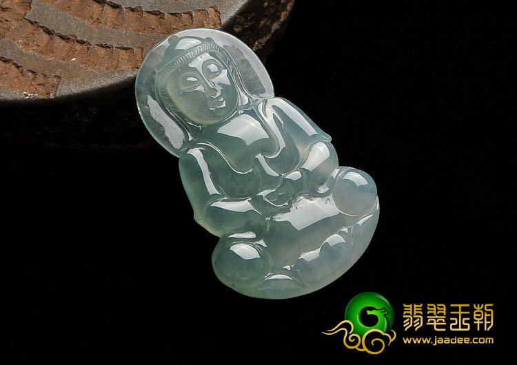 冰种晴水缅甸翡翠A货观音挂件