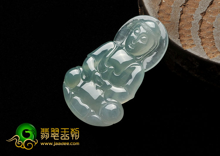 冰种晴水缅甸翡翠A货观音挂件