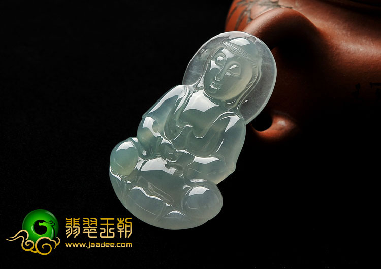 冰种晴水缅甸翡翠A货观音挂件