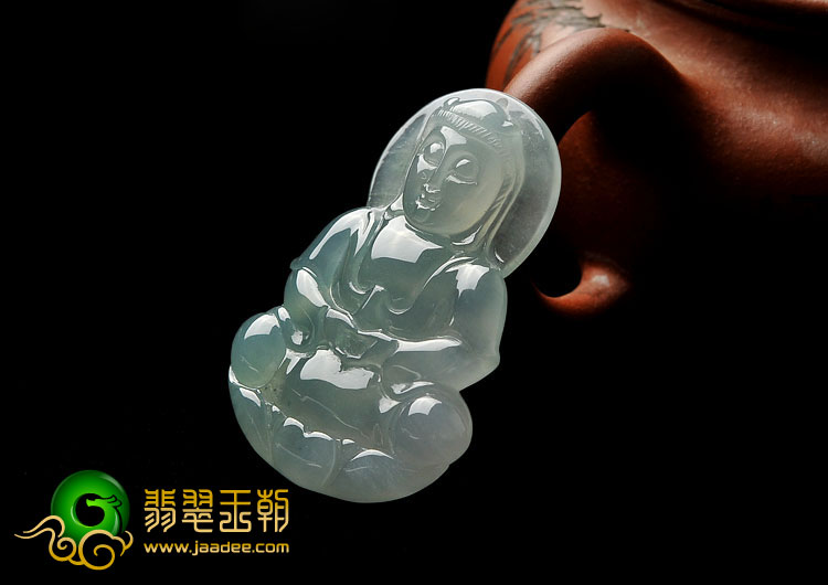 冰种晴水缅甸翡翠A货观音挂件
