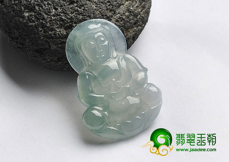 冰种晴水缅甸翡翠A货观音挂件