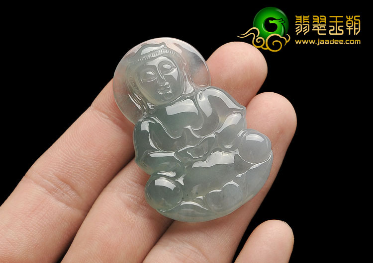 冰种晴水缅甸翡翠A货观音挂件