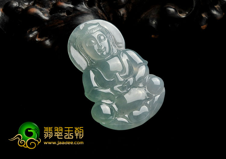 冰种晴水缅甸翡翠A货观音挂件
