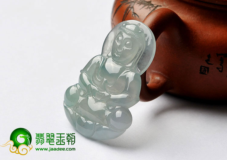 冰种晴水缅甸翡翠A货观音挂件