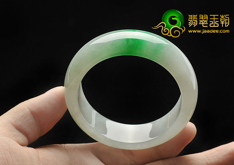 糯冰种阳绿缅甸翡翠A货手镯（53.3mm）