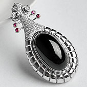 冰种墨翠缅甸翡翠A货镶白金胸坠（真钻）