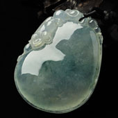 冰种飘花缅甸翡翠A货福瓜挂件