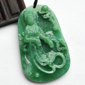 糯冰种翠色缅甸翡翠A货观音挂件