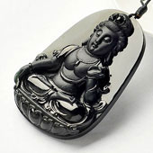 冰种墨翠缅甸翡翠A货观音挂件