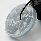 冰种晴水缅甸翡翠A货螭龙如意挂件