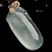 冰玻种飘花缅甸翡翠A货福瓜挂件