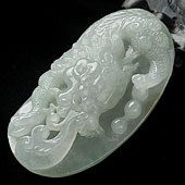 糯冰种晴水缅甸翡翠A货龙头挂件