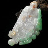 糯冰种三彩缅甸翡翠A货白菜挂件