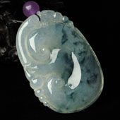 冰种飘花缅甸翡翠A货如意挂件