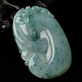 糯冰种飘花缅甸翡翠A货如意挂件