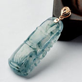 冰种飘花缅甸翡翠A货节节高胸坠