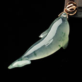 冰种飘花缅甸翡翠A货海豚胸坠