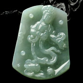 糯冰种晴水缅甸翡翠A货观音挂件