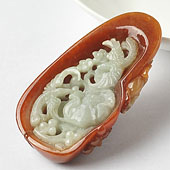 糯冰种红翡缅甸翡翠A货花开富贵挂件